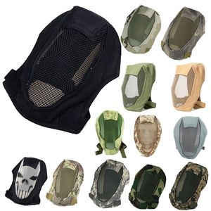 Masque Airsoft tactique de tir en plein air, équipement de Protection du visage de sport V3, treillis métallique en acier métallique, visage complet NO03-008