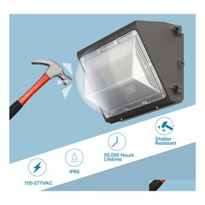 Lampes murales extérieures DLC Etl P Ocells LED Pack Lampe 120W Ip65 Industriel Wallpack Luminaire 5000K Lumières d'inondation Économies d'énergie Drop Dhryq