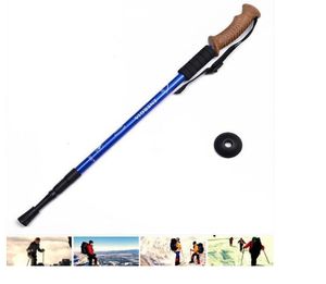 Trompeta para exteriores Bastones de trekking de corcho Ultraligero Ajustable Antichoque Telescópico Alpenstock Multifunción Mango recto Senderismo Bastón para caminar