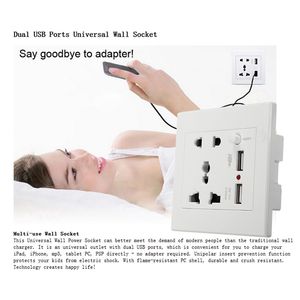 Plaque panneau de sortie chaud dans le monde entier AC 110-250V double port électrique murale USB Chargeur Dock Socket Smart Power Prises avec interrupteur