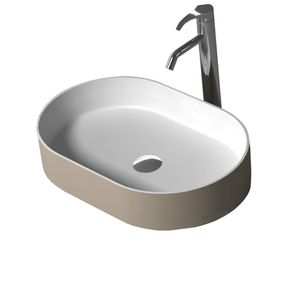 Évier ovale suspendu au mur en pierre à Surface solide, lavabo à la mode pour vestiaire, vanité, lavabo RS38335