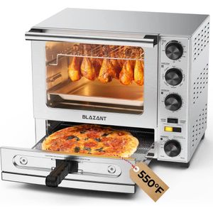 Comptoir de four, grille-pain double zone, friteuse à air combinée 29 QT/28 L, très grande capacité avec four à pizza de 12 pouces pour l'intérieur (max 55