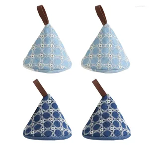 Mitaines de four broderie japonaise cuisine Anti-brûlure Triangle Pot poignée capuchon gants d'isolation thermique veste en tissu