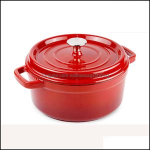 Fours Cuisine Salle À Manger Bar Maison Jardin En Fonte Ustensiles De Cuisine En Acier Au Carbone Émail Dutch Oven Pot Set Drop Delivery Mfuty