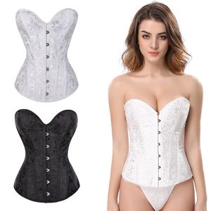 Ropa interior Overbust Corset Sexy Ladies Erotic Floral Mujeres Bustier Corset Lencería Tops Fajas Novia Vestido de novia Chaleco moldeador de cuerpo