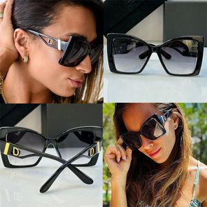 Lunettes de soleil œil de chat surdimensionnées pour hommes et femmes DG6141, monture carrée, jambes avec logo en métal, lunettes dégradées, loisirs, station balnéaire, fête