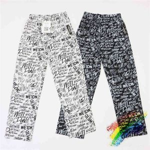 Pantalon de Jogging surdimensionné We11done pour hommes et femmes, pantalon complet de haute qualité avec Graffiti noir et blanc, T220721