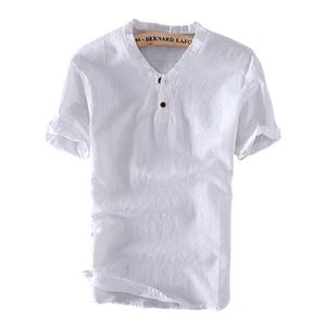 Camiseta de gran tamaño 5XL para hombre, jersey de algodón y lino, camisetas de verano de manga corta para hombre, camisetas informales de talla grande blancas, ropa 210601