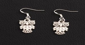 Boucles d'oreilles d'oiseau de hibou 925 Crochet d'oreille de poisson argenté E991 40pairslot antique argent pedance lustre 11x36mm1912773