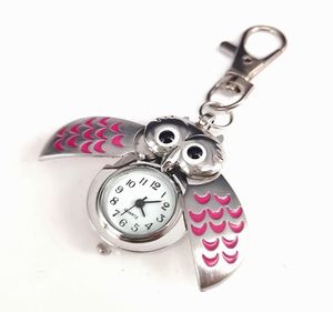 Owl Pocket Children Watch Students Quartz Watch Roman Numerals Keychain Watch8130824