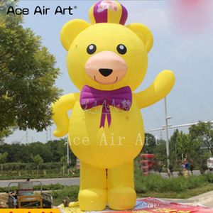 Modelo de oso de dibujos animados amarillo inflable lindo de 5 mH para decoración frontal de restaurante hecho en China