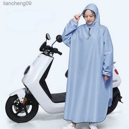 Poncho de pluie Oxford avec manches longues imperméable simple siamois avec manteau de pluie à capuche pour moto pour femmes / hommes L230620