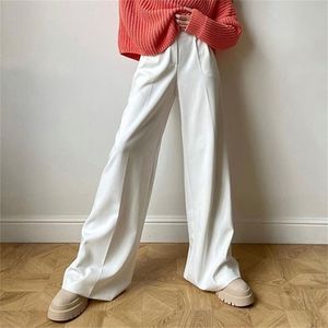 Oyasnake Fashion Office Women Pantals larges Casual plined femelle Spring High Taist Length Length Loose Pants 220812