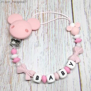 Pacifier Holders Clips# 1 custom-made baby pacifier clip chain silicone bead tooth toy dummy holder Russian English name pacifier chain gift Z230804