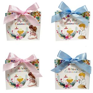 Packaging Bags 2550PCS First Holy Communion Packaging Gift Bags Cookie Candy Box Party Wedding Favors for Guests Baby Shower Baptism Decor 230710