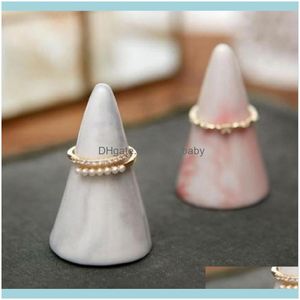 Packaging & Jewelry1Pc Nordic Style Marble Decor Display Stand Tray Gold Ceramic Jewelry Storage Finger Cone Ring Holder Keep Tidy Crafts Po