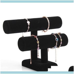 stand de bannière Emballage de support de bijoux 2 couches Veet Bracelet Collier Angle d'affichage Support de montre T-Bar Multi-Style Optionnel Wfxxf Drop Delivery