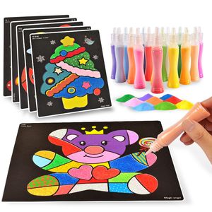 Emballage Papier 12 24 27 42 Creative DIY Couleur À La Main Sable Scratch Peinture Dessin Art Artisanat Éducation Montessori Jouet Doodle Couleur Cartes 221108