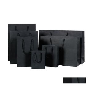 Sacs d'emballage 10 tailles sac en papier de couleur noire cadeau avec poignée boutique en stock livraison directe bureau école entreprise industrielle DHFKR