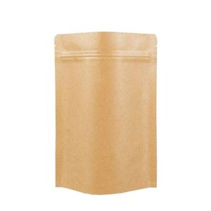 Sacs d'emballage 11 tailles papier kraft brun standup thermoscellable refermable poche zippée feuille intérieure sac d'emballage de stockage des aliments avec déchirure N Dhypr