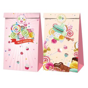 Sacs d'emballage Sucettes Sweet Theme Party Bag Birthday Candy Gift Paper Bag22X12X8Cm Drop Delivery Otfwf