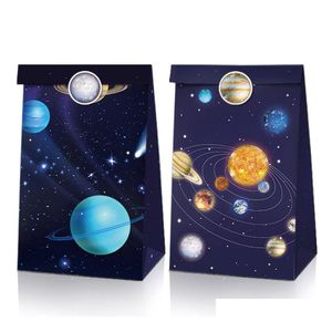 Sacs d'emballage Star Space Party Bag Birthday Candy Gift Paper Bag22X12X8Cm Drop Delivery Otri0