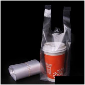 Sacs d'emballage En gros 5000pcs / lot 500ml thé lait café en plastique à emporter gilet sac portable boissons jetables tasses goutte à la main D Dhzyt