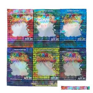 Sacs d'emballage en gros Holographique Dank Gummies Comestibles Emballage Mylar Sac 500 mg Comestible Stand Pochette Hologramme Smellproof Retail Pack Dhyj2