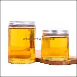 Bouteilles d'emballage 17 oz bocaux en verre transparent vides avec couvercles en aluminium brossé pour le thé au miel de bonbons et le bureau de livraison de récipient de nourriture Otbbz