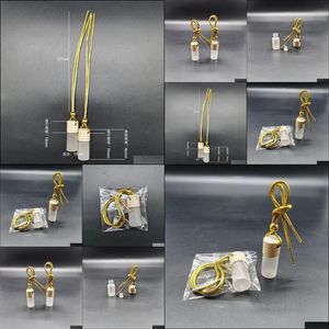 Botellas de embalaje 5Ml Frosted Round Tube Ding Bottle Car Hanging Per Golden String Color Lanyard Glass Pendant Drop Delivery Office Sc Dhyig