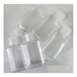 Bouteilles d'emballage En gros 30 ml Désinfectant pour les mains Bouteille en plastique pour animaux de compagnie avec capuchon supérieur Forme carrée claire pour le bureau de livraison de produits cosmétiques Dhgok