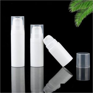 Botellas de embalaje al por mayor 5 ml 10 ml blanco botella sin aire bomba de loción mini muestra y prueba contenedor de vacío embalaje cosmético gota de otyfq