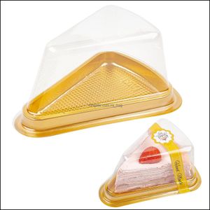 Boîtes d'emballage Ganazono Boîte de tranche de gâteau en plastique Triangle d'affichage de boulangerie avec couvercle transparent Emballage de pâtisserie à dessert à emporter Fromage Dhhjf