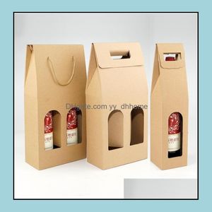 Cajas de embalaje Oficina Escuela Negocios Industrial Papel Kraft Bolsas de vino -Stam Logo Paquete Oli Dhchc