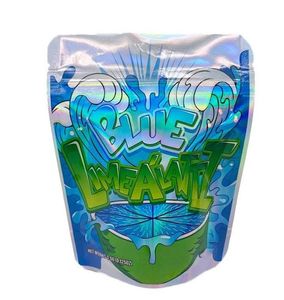 Papier d'emballage Blue Limea Latti Cali Pack Mylar Bags Smell Proof Refermable Zipper Holographic 420 Dry Herb Bag Drop Delivery Otcms