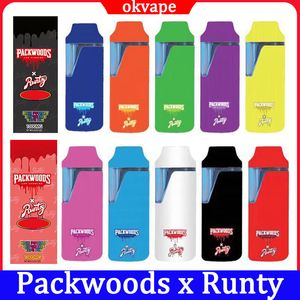 Packwood X Runty Runable E Cigarettes Vape 1ML POD VIDE POD RECHARGable 280mAh Vaporisateur 10 Colours Box Package Verce