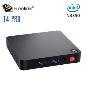 Pads Beelink T4 Pro Mini PC Intel Celeron N3350 Win 10 4 Go DDR4 64GB EMMC prend en charge Dual HDMI USB 3.0 2,4G 5.8g WiFi BT4.0 PK AK3V