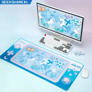 Pads Geekshare Mouse Pad Big Taille 79cm * 34,5 cm Shark Party Blue Computer Mousepads Gamer Desk Mat Table Cute Table Mat xxl Mode non galet