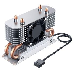 PADS M2 Radiateur de refroidissement disque à l'état solide 4 Copper therpipes Fast refroidisseur avec un ventilateur de 6000 tr / min intégré M2 2280 SSD