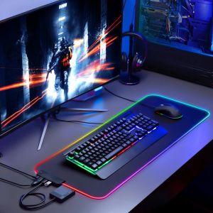 Pads mairuige bricolage RVB 4port USB Hub LED grande taille Mousepad personnalisé personnalisé LED illuminé Pad personnalisé Mat d'image personnalisé Mat de souris