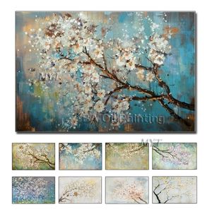 Pintura por lienzo único grande 100% flores pintadas a mano árbol abstracto pintura al óleo morden en Ca Nvas Art Pictures 210310