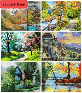 Pintura por números, kits de pintura en lienzo, árbol, bricolaje, sin marco, decoración del hogar, pintura por números, paisaje, regalo pintado a mano, alta calidad 9733121