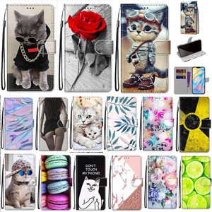 Fundas con tapa de cuero pintado para iPhone 13, 12, 11 Pro Max, XR, XS, 8 Plus, billetera 3D con bonito gato y mariposa, soporte para tarjetas, funda para libro