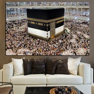 Peinture imprimée Masjid al-Haram à la Mecque, sanctuaires sacrés islamiques, mosquée musulmane Kaaba, huile sur toile, tableau mural, Cuadros religieux