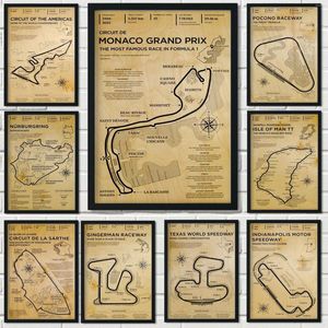 Peintures 2023 Vintage Formula Grand Track Edition Race Race Circuit Affiche Décoration Art Decor Painting Home Canvas