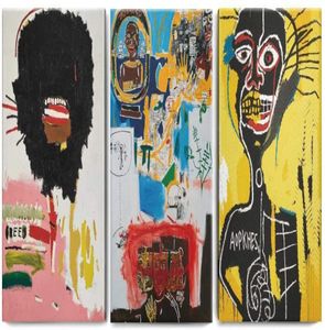 Peintures 3 panneaux toivas jean michel basquiat wax art peinture imprimés pour décoration murale4612626