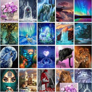 Peintures 5D Diy Diamond Art Kit Peinture Cross Ctitch Kits 300 Motif Sticker Mural Mosaïque Diamants Broderie Décor À La Maison Cadeau Drop Dhwkf