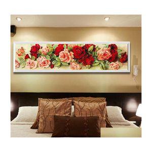 Pinturas 5D Rose Wall Diamond Bordado Pintura Diy Rhinestone Cross Stitch Craft Kit Decoración para el hogar Patrón Drop Delivery Garden Arts Dhko0