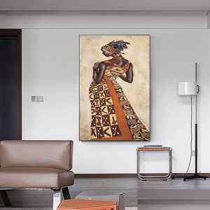 Peintures abstraite africaine femme noire toile peinture à l'huile impression affiche personnage mur art photo pour salon maison cua homefavor dhdze
