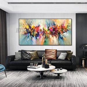 Pinturas Pintura al óleo pintada a mano abstracta Paisaje sobre lienzo Imágenes de arte de pared coloridas para sala de estar Decoración del hogar 2302